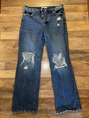 Kancan Distressed High waisted, wide-Leg Jeans size 11/29 32 inch inseam